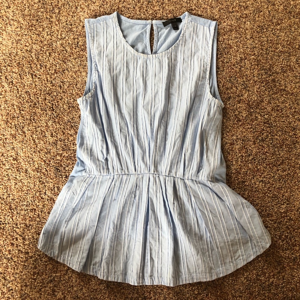 J. CREW. Blue and white striped top sz S